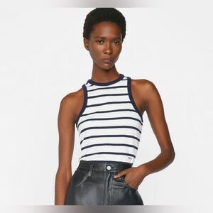 FRAME Striped Sleeveless Top - Navy and White Size XS